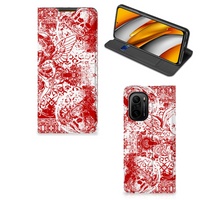 Mobiel BookCase Xiaomi Mi 11i | Poco F3 Angel Skull Rood - thumbnail