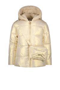 Le Chic Meisjes winterjas kort met strik en tas - Babs - Dreamy Creamy