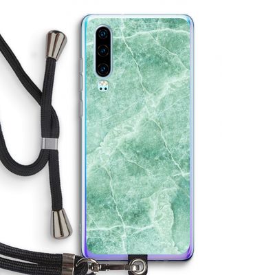 Groen marmer: Huawei P30 Transparant Hoesje met koord