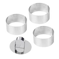 Dessertringen/garneerringen - 3x stuks - met stempel - RVS - zilver - D8 cm