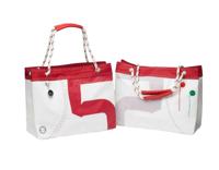 Trend Marine Zeildoek Boodschappentas Met Hengsels Van Touw Sea Wave Rood Default