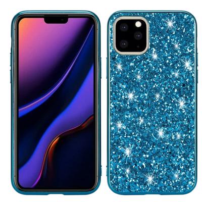 Glitter poeder schokbestendig TPU beschermende case voor iPhone 11 Pro (blauw)