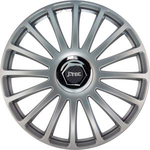 4-Delige J-Tec Wieldoppenset Grand Prix SR 15-inch zilver + chroom ring PP4095SR