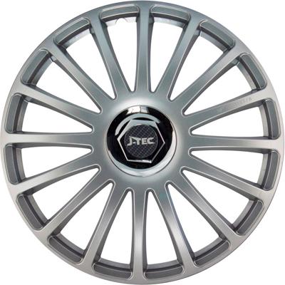 4-Delige J-Tec Wieldoppenset Grand Prix SR 15-inch zilver + chroom ring PP4095SR