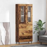 Hoge kast met lade 2 pcs Oud Hout Geengineerd Hout en Glas
