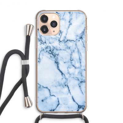 Blauw marmer: iPhone 11 Pro Max Transparant Hoesje met koord