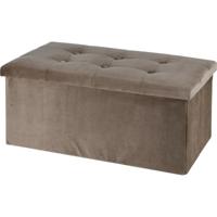 Poef/hocker/krukje - opbergbox - beige - fluweel polyester - 76 x 40 x 38 cm - opvouwbaar