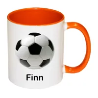 Voetbal mok met naam (oranje)