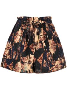 Ulla Johnson short fleuri Edlyn à lien de resserrage - Marron