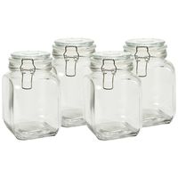 Vivalto Voorraadpot/bewaarpot - 4x - Caja - 1.2L - glas - beugelsluiting - D11 x H17 cm - Voorraadpot