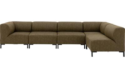 Goossens Excellent Hoekbank Marshall In Microleer groen, micro leer, 1,5-zits, urban industrieel