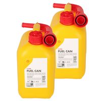 Jerrycan/benzinetank - 2x - 5 liter - geel - kunststof - met lange schenktuit