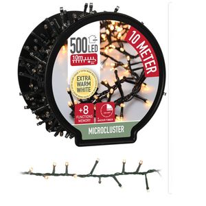 Set van 2x stuks clusterverlichting op haspel 500 leds warm wit met timer 10 m - Kerstverlichting kerstboom