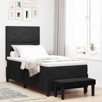 Boxspring Bed met Matras & Bank Zwart 100x200 cm Velours