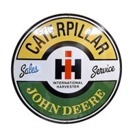 Caterpillar John Deere Emaille Bord - Ø50cm