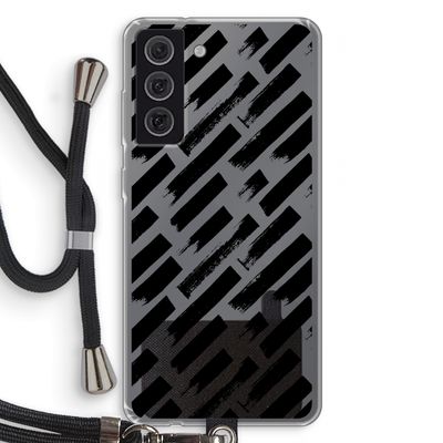 Zwarte vegen: Samsung Galaxy S21 FE Transparant Hoesje met koord