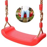 Tuinschommel voor kinderen / kinderschommel met touwen max 100kg rood 44cm x 17cm - thumbnail