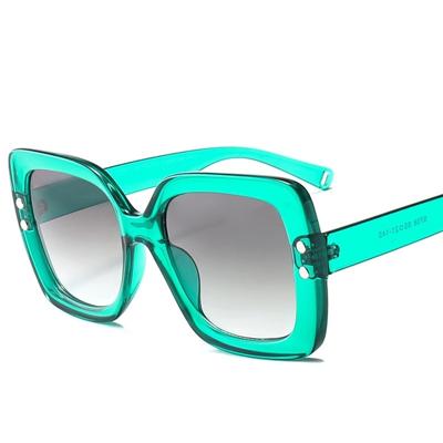 2 stuks extra grote zonnebrillen vrouwen luxe transparante gradiënt zonnebril grote frame Vintage brillen UV400 glazen (groen)