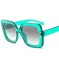 2 stuks extra grote zonnebrillen vrouwen luxe transparante gradiënt zonnebril grote frame Vintage brillen UV400 glazen (groen)