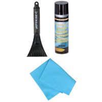 Autoramen IJskrabber soft grip 32 cm met ruitenontdooi spray en anti-condens doek - thumbnail