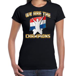 Verkleed T-shirt voor dames - Nederland - zwart - voetbal supporter - themafeest