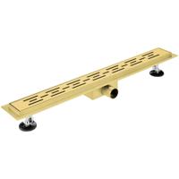 Douchegoot 70cm RVS Geborsteld Goud met Vloerflens en Rooster