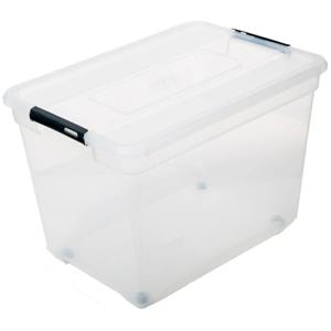 5Five opberg kist met deksel - Box - 100 liter - 67 x 48 x 46 cm - kunststof - transparant