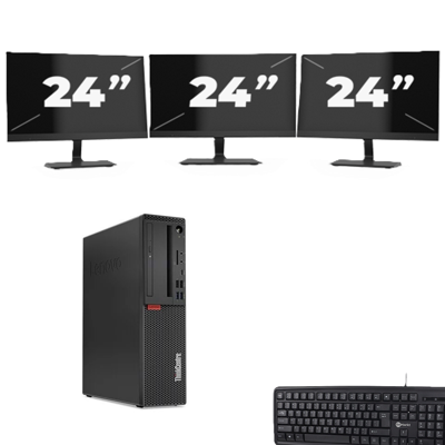 Lenovo ThinkCentre M720s SFF - Intel Core i5-9e Generatie - 8GB RAM - 256GB SSD - Windows 11 + 3x 24 inch Monitor