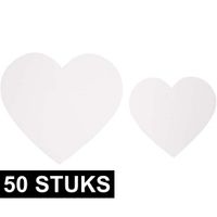 50x Witte bruiloft decoratie hartjes van karton   - - thumbnail