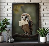 Uil met een brief realistische fotoposter