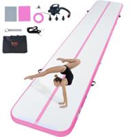 VEVOR Gymnastiek Luchtmat Opblaasbare Gymnastiek Tumbling Mat, Tumblingbaan met elektrische pomp, 598 x 101 x 10 cm Trainingsmatten voor thuisgebruik/Gym/Yoga/Cheerleading Roze