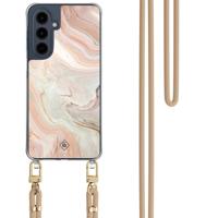 Samsung Galaxy A16 hoesje met beige koord - Marmer waves