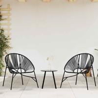 Set tuinstoelen 3-delig poly rattan zwart