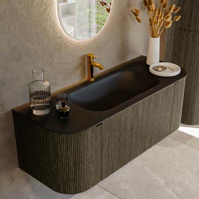 Badmeubel Mondiaz Kurve | 120 cm cm | Meubelkleur Shadow | Wastafelkleur Urban | Solid surface | Wasbak midden spoelbak | 1 kraangat