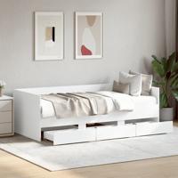 Slaapbank met lades zonder matras 100x200 cm wit