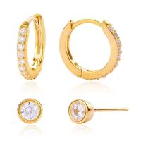 Elenza Goudkleurige Oorring- en Studset met Zirconia
