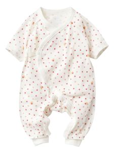 Familiar graphic-print cotton romper - Blanc