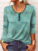 Jersey Casual Buckle Ethnic Shirt - thumbnail