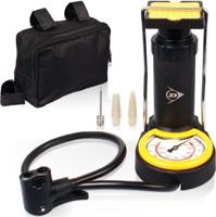 Dunlop mini voetpomp/luchtpomp/bandenpomp inclusief 3 adapters analoge drukmeter met opbergtas