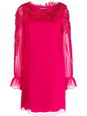 Alberta Ferretti robe courte en soie à manches longues - Rose