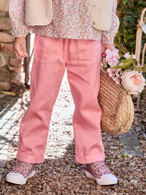 Gekraakte manden met bedrukte katoenen stof, kindercollectie kleuterschool roze, bedrukt