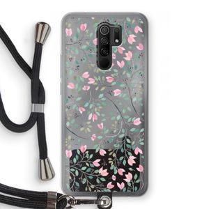 Sierlijke bloemen: Xiaomi Redmi 9 Transparant Hoesje met koord