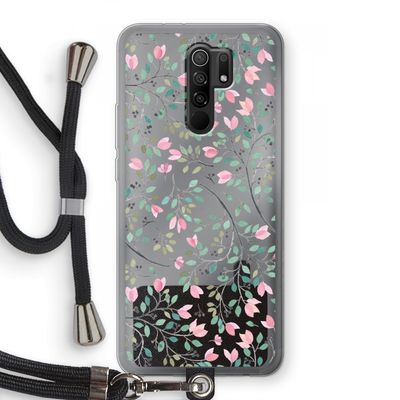 Sierlijke bloemen: Xiaomi Redmi 9 Transparant Hoesje met koord