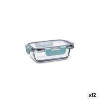 Hermetische Lunchtrommel Quid Purity Rechthoekig 370 ml Transparant Glas (12 Stuks)