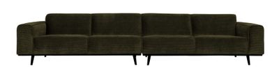 WOOOD Bank 'Statement' 4-zits XL, Rib, kleur Warm Groen