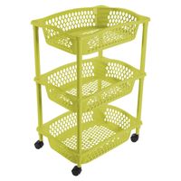 Keuken opberg trolleys/roltafels met 3 manden 62 cm groen