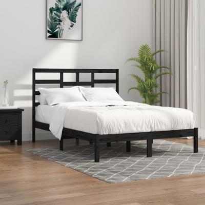 Bedframe massief hout zwart 140x190 cm