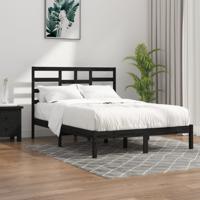 Bedframe massief hout zwart 140x190 cm