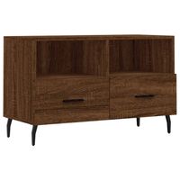 The Living Store TV-meubel Bruineiken 80x36x50 cm - Bewerkt hout en ijzer - thumbnail
