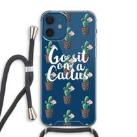 Cactus quote: iPhone 12 Transparant Hoesje met koord